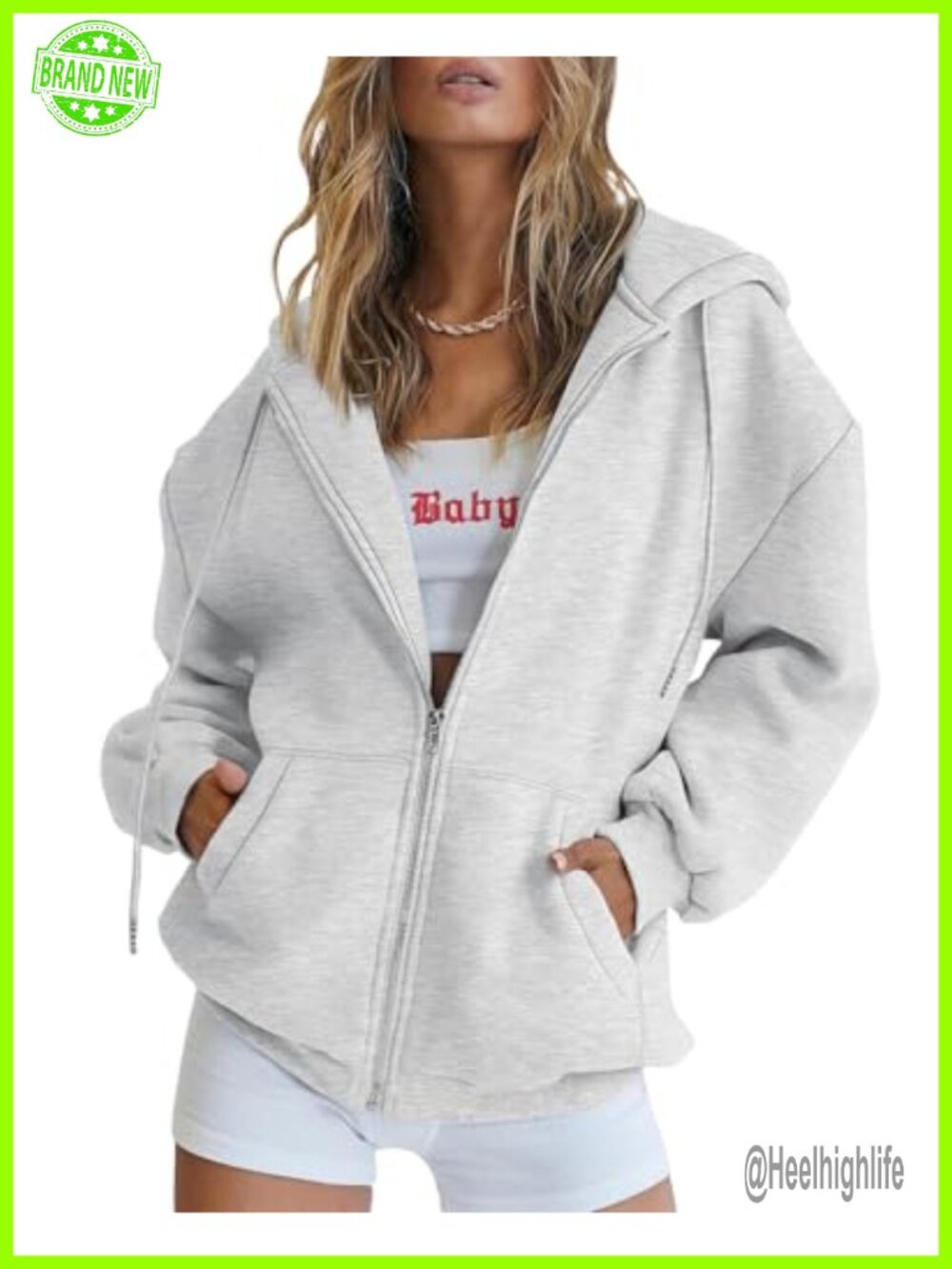 Women's Oversized Fleece Zip Up Hoodie with Pockets Drawstring